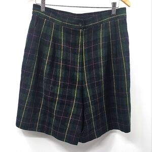 Joan Leslie Wool Green Vintage Plaid Shorts Size 16